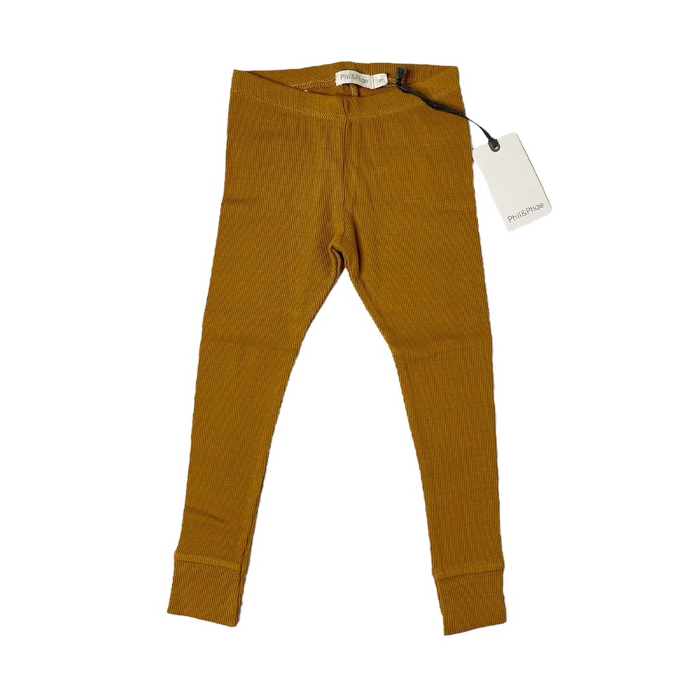 NWT/Boutique Phil&Phae Organic Gender Neutral Rib Leggings in Golden Olive